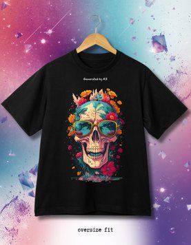 Футболка Череп у квітах - XL TS-BL-Skull-flowers-XL-DTF фото