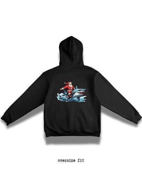 Hoodie Santa on a shark oversize unisex - XL