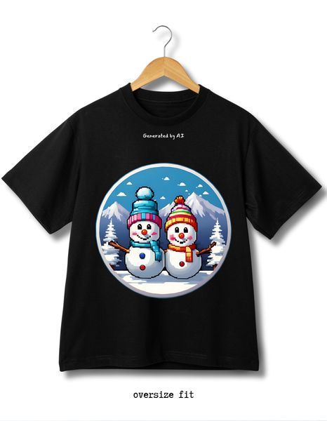 T-shirt Pixel snowmen - XL
