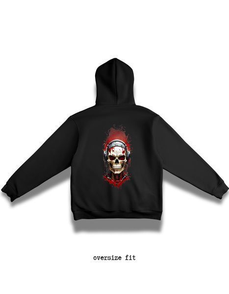 Hoodie Skull in headphones oversize unisex - XL