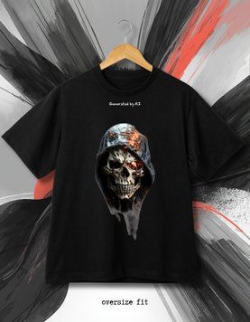 Футболка Череп у капюшоні - XL TS-BL-Skull-in-hood-XL-DTF фото