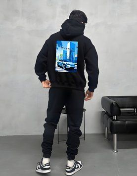 Hoodie Tesla oversize unisex - XL