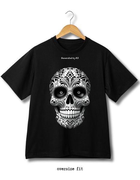Футболка Чорно-білий череп - XL TS-BL-Black&white-skull-XL-DTF фото